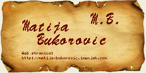 Matija Bukorović vizit kartica